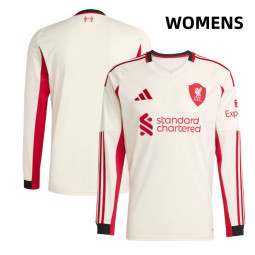 Women's 2025-2026 Liverpool Replica White Away Long Sleeve Jersey
